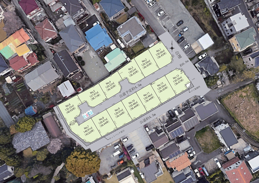 海に近い二宮町山西の13区画の売地